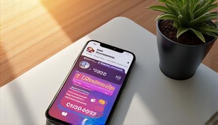 Smartphone displaying influencer marketing metrics on a wooden desk