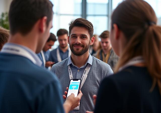 People networking at a marketing event